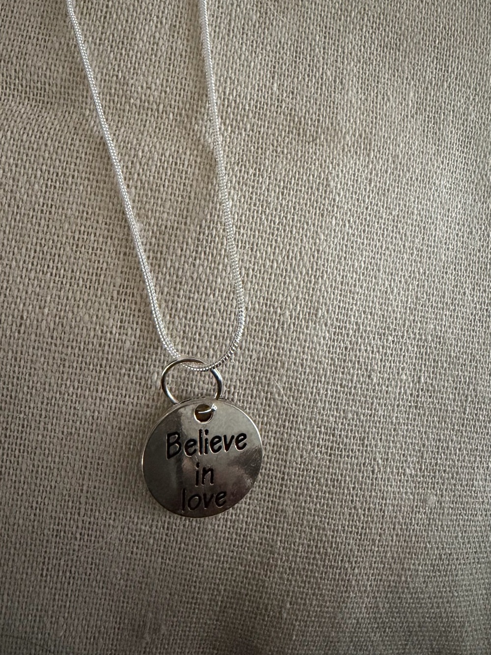 Believe In Love Silver Pendant Necklace - Inspirational Women's Jewelry